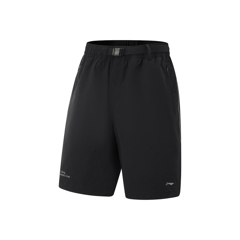 Li-Ning Comfortable Solid Color Mid-Rise Quick-Dry Cool Straight-Leg Sports Shorts Men shorts Black AKSV281-2