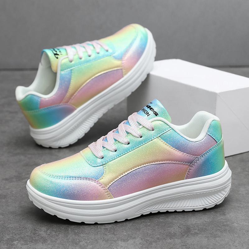 TUINANLE Baskets Plates Colorées Décontractées Légères Confortables pour Femmes Chaussures de Marche d'Extérieur pour les Sorties Quotidiennes