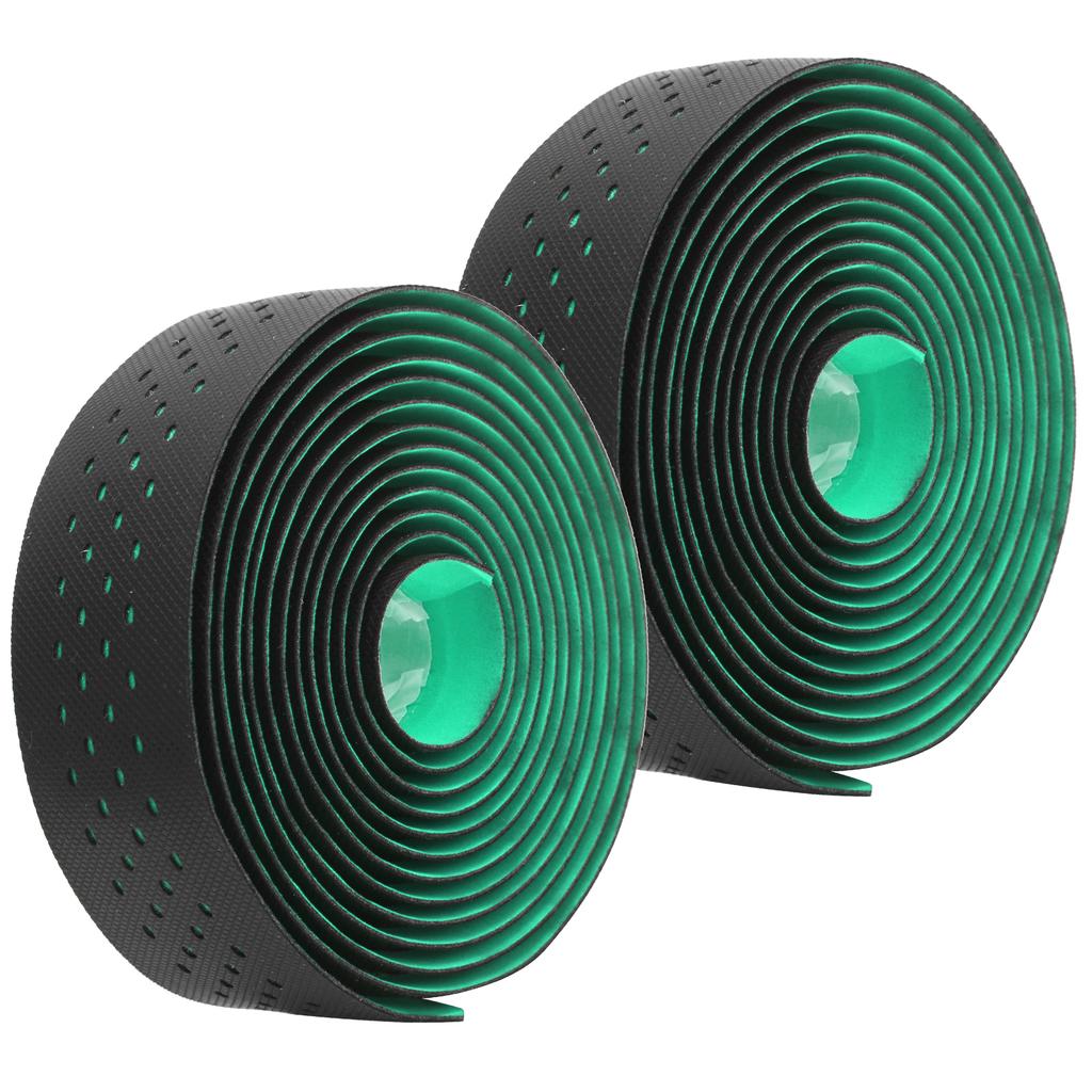 Punching Style 1Pair Road Bike Handlebar Tapes NonSlip Bicycle Handle Bar Wrap Belt(Black Green )
