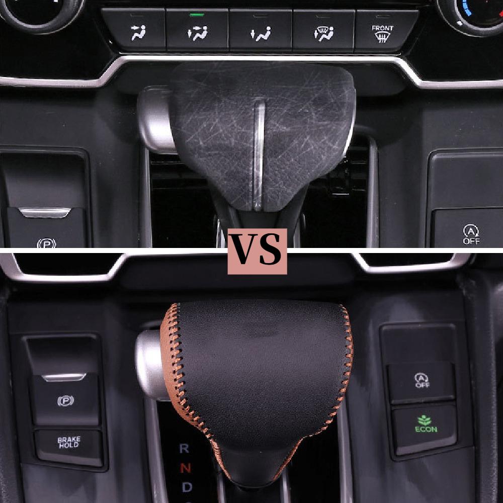 Leather Car Gear Head Shift Knob Cover for Honda CRV CR-V 2017 2018 2019 2020 2026 LHD Gear Shift Collars Interior Accessories