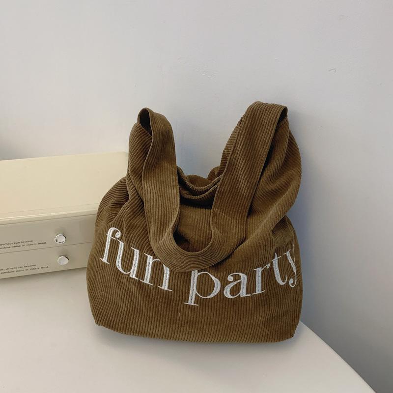 

Сумка з вельвету в стилі коледжу з літерним принтом, жіноча, 2024, нова, модна, сумка-тоут, повсякденна сумка великої місткості кавовий