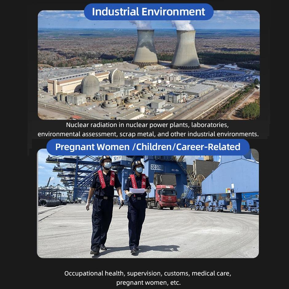 Nuclear Radiation Meter Range Nuclear Radiation DetectorTester Digitales Geigerzähler-Messgerät Bunte Anzeige mehrerer Alarmtipps für kommerzielle Zwecke