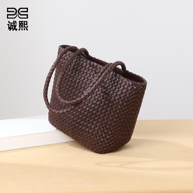 Logo Labeling Hand-woven Women's Bags, Retro Vegetable Baskets, Handbags, Casual Single Shoulder Underarm Women's Bags