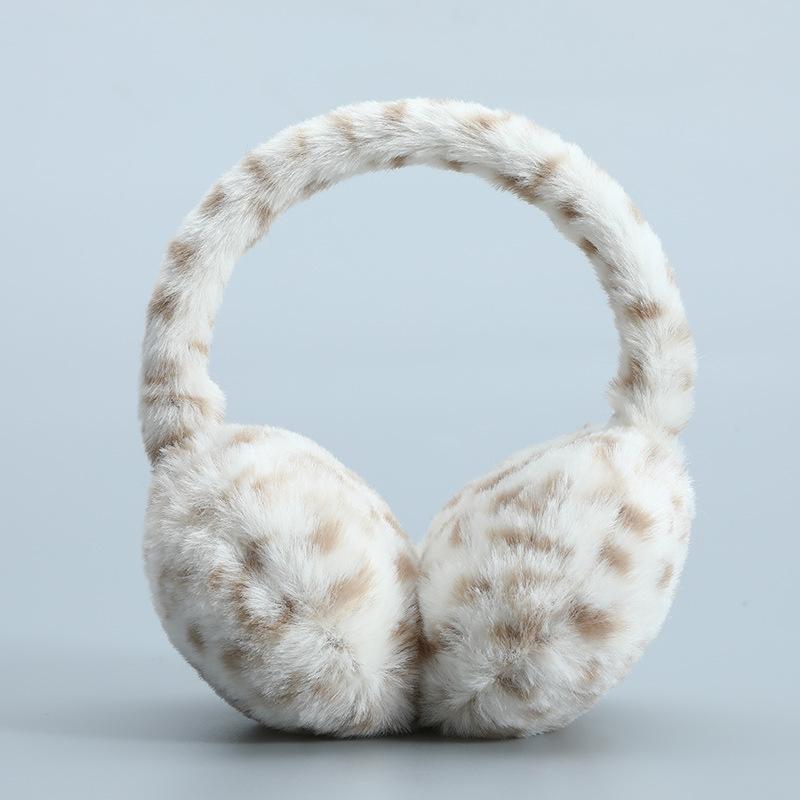 1PC Leopard Print Soft Plush Ear Warmers Winter Warm Earmuffs Fashion Earmuffs Outdoor Cold Folding Earmuffs