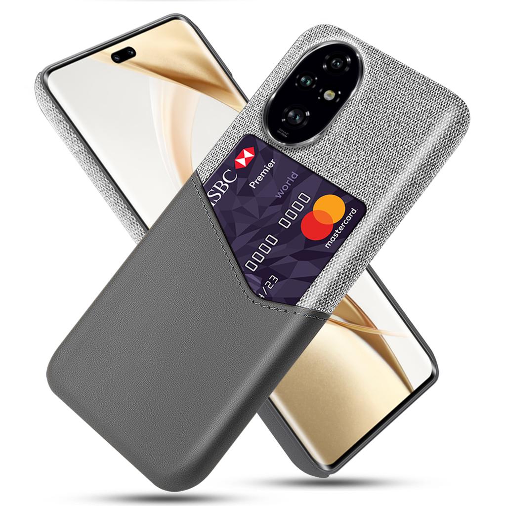 For Honor 200 Pro 5G Case PU Leather Card Slot Cloth Texture Hard PC Phone Cover