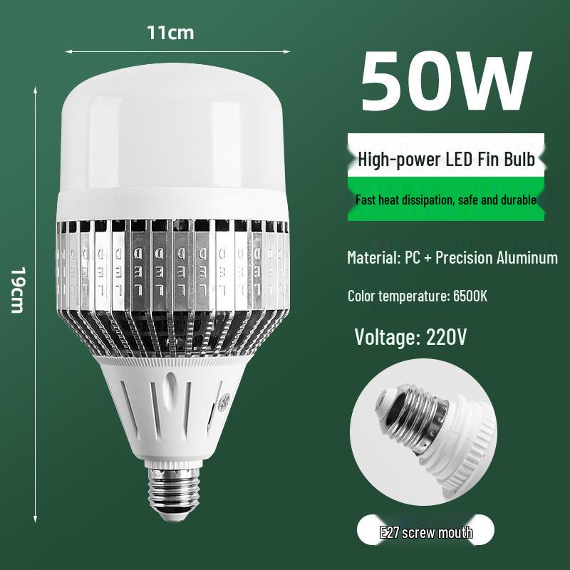 Yabiao LED E27 Fin-Type Globe Bulb for Shopping Malls, Workshops, Living Rooms, and More - Energy-Saving Engineering Solution