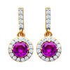 [L7888] - Gold Plated 'Sissi' Ruby White Gold Earrings - 15x7 Mm