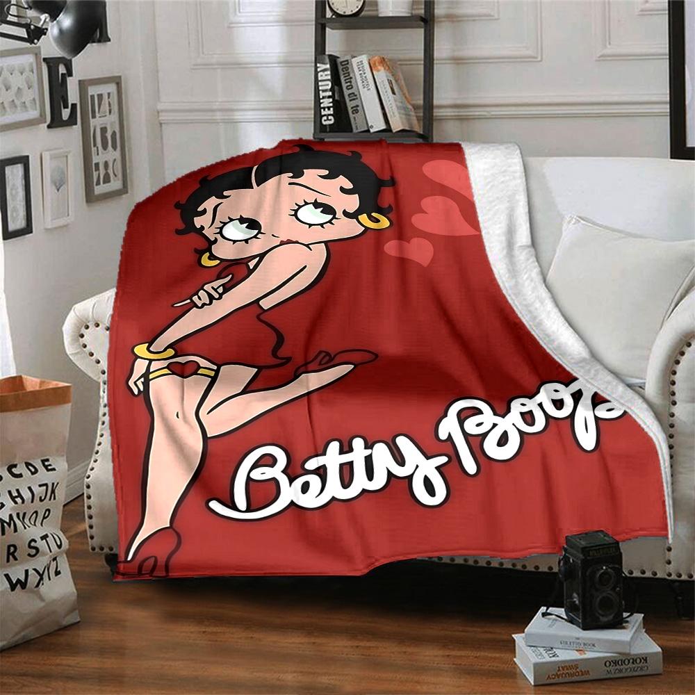 1pc Betty Boop Moon Flannel Blanket,Ultra Soft Warm Plush Throw for Home Bedroom Bed Sofa Cover Camping Picnic gift Y72430
