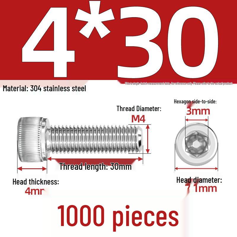 304 Stainless Steel Hex Socket Head Cap Screws, M2-M10, Extended Length