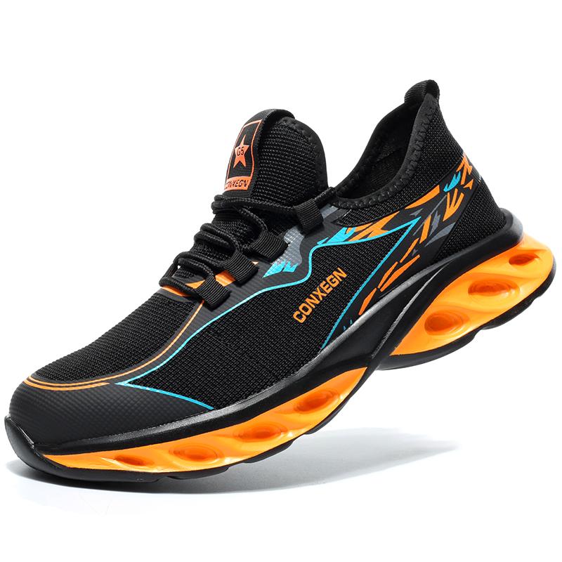 Men'S Sports Safety Shoes Anti Smashing Anti Piercing Work Shoes Steel Toe Protective Boots Indestructible Shoes Security Boots