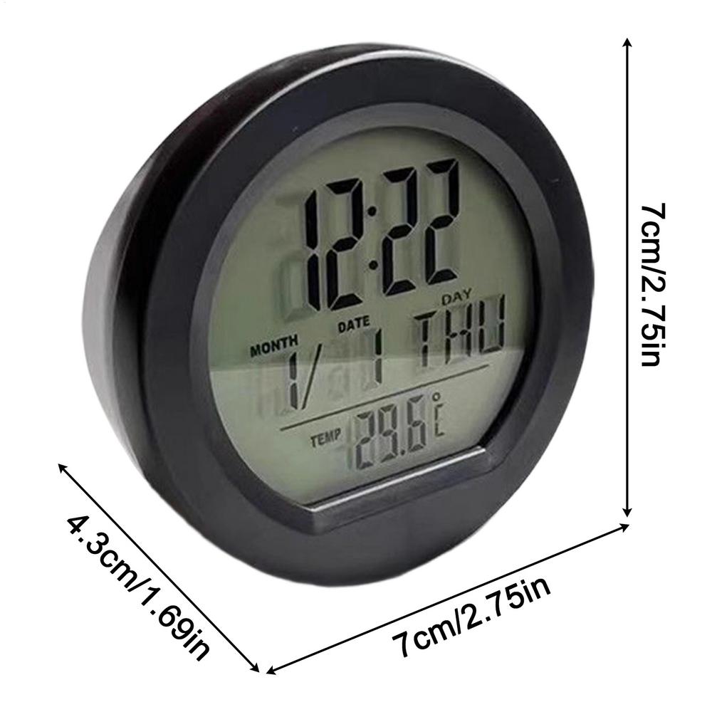 Automotive Solar Car Digital Clock Date Week Thermometer LED Luminous Display for Dashboard Car Clock Interior Calendar