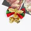 6pcs Christmas Bow With Bell Mini Xmas Tree Bowknot Pendant Ornaments For Home Decoration 2024 Navidad New Year Party DIY Gifts