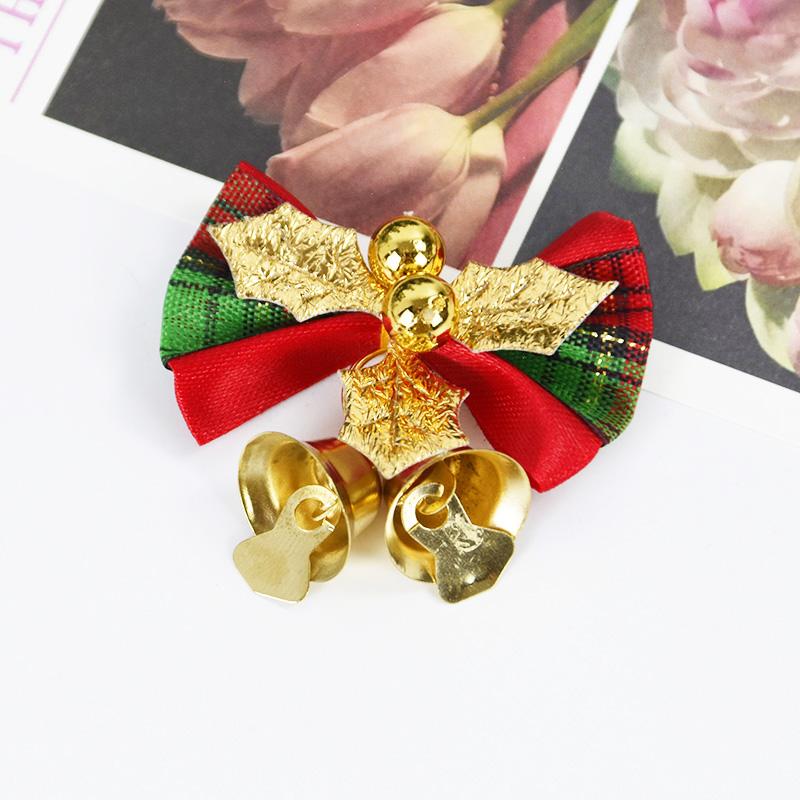 6pcs Christmas Bow With Bell Mini Xmas Tree Bowknot Pendant Ornaments For Home Decoration 2024 Navidad New Year Party DIY Gifts
