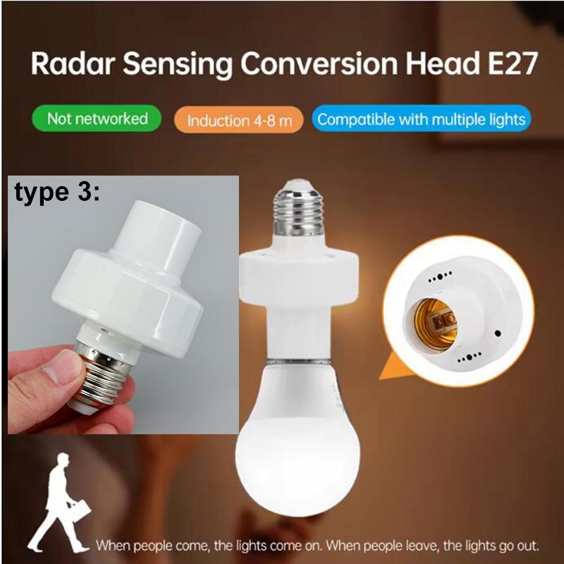3 Arten Radar oder Drahtlos E27 zu B22 E27 Fernbedienung Glühbirnenfassung Sockel Intelligenter Timer Schalter Lampenhalter AC 220V EIN Aus