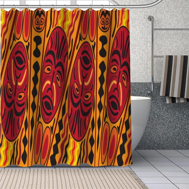 African Ethnic Flower Pattern Shower Curtains Geometry Bathroom Curtain Fabric Waterproof Polyester For Bathtub Decor With Hooks