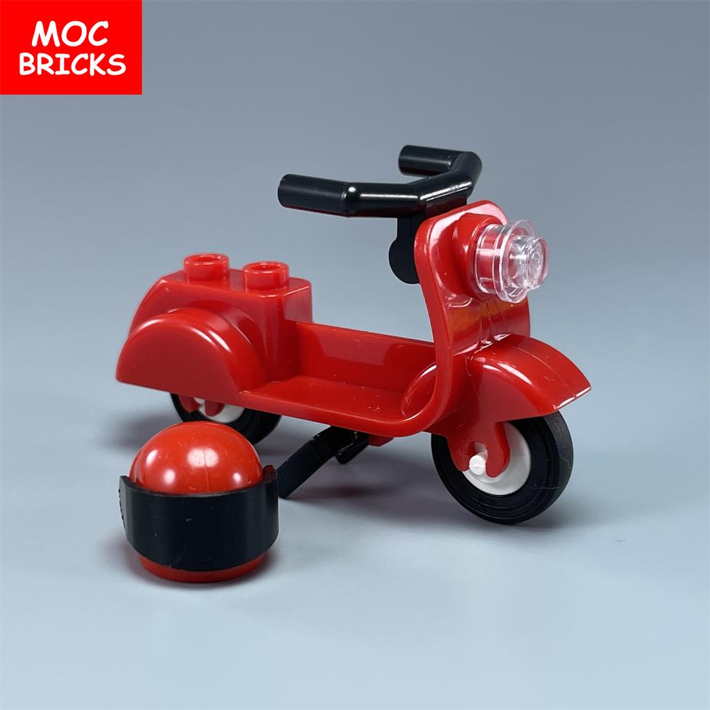 Briques de Construction Moc Non Toxiques Ville Sports Équitation Vélo Trottinette Moto Casque Assemblage Blocs de Construction Compatible Avec 15396C01 Jouets Cadeaux Enfants