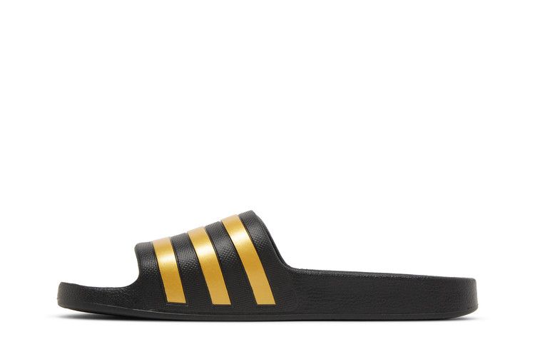 adidas Adilette Aqua Slides Core Black Gold Metallic