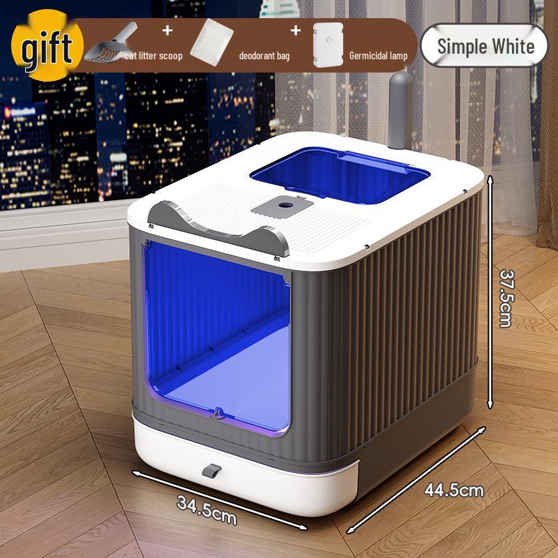 Extra velký skládací uzavřený kočičí záchod s deodorizérem a zásuvkou proti rozstřiku