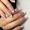 Gradient Press On Nails Almond Fake Nails Glue On Nails French Tips False Nails 24Pcs Natural Artificial Acrylic Nails