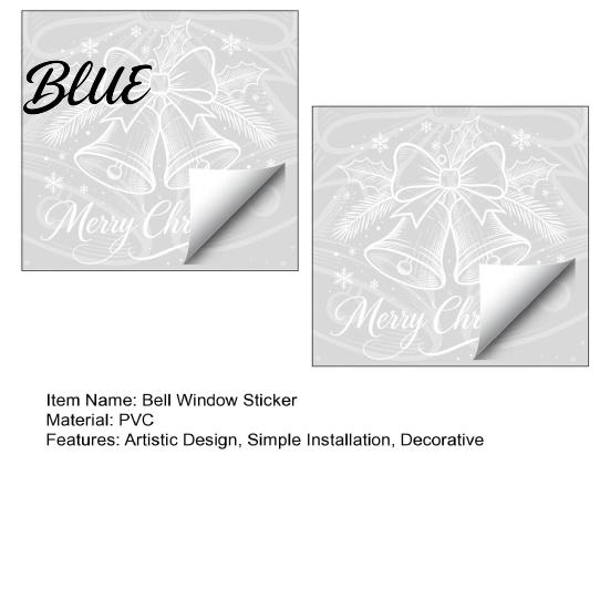 Winter Festive Glass Decoration Christmas Bell Window Sticker PVC Decals with Snowflake Bow Patterns for Xmas Party Ornaments Holiday Home