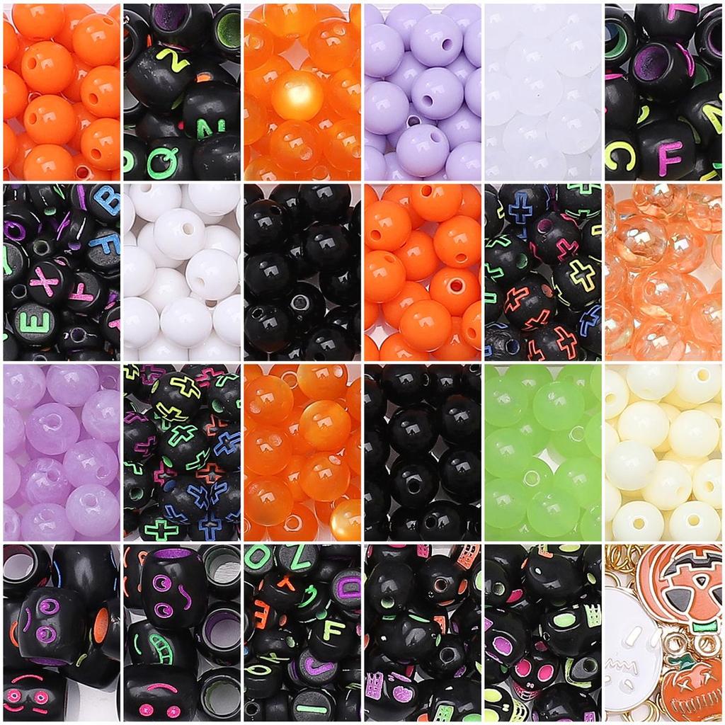 1set/box Acrylic Halloween Alloy Accessory Set DIY Necklace Bracelet Earrings Jewelry Making