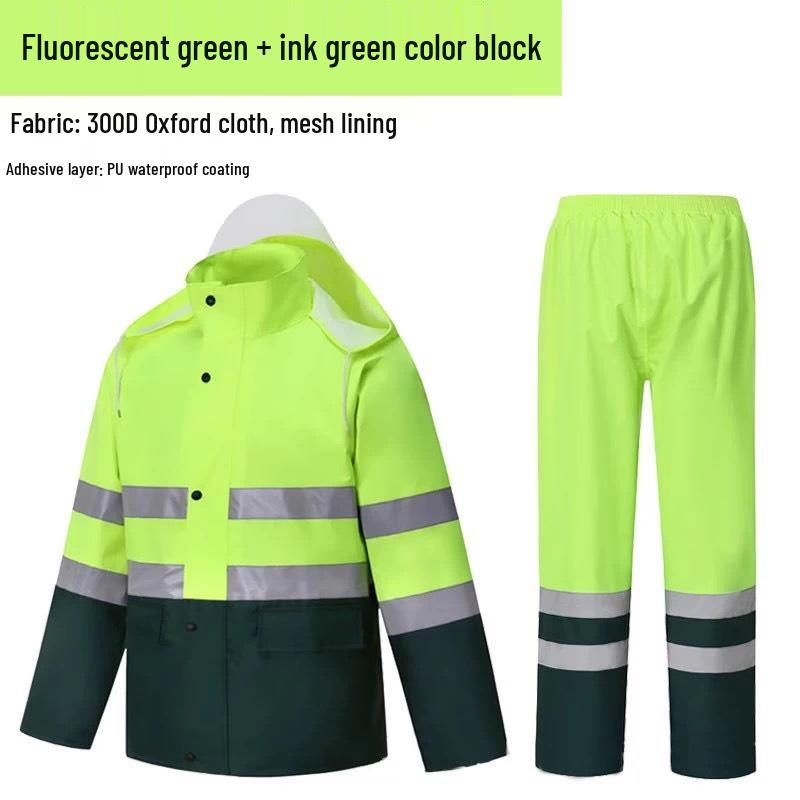 Neues Color-Block Sturmfestes 300D Oxford Outdoor Reflektierendes Regenmantelset