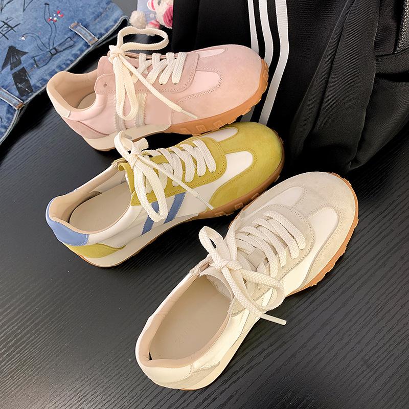 [sheii Su Yinyin]~ Cowhide version color matching retro platform casual sports shoes women's German training shoes Forrest Gump shoes women