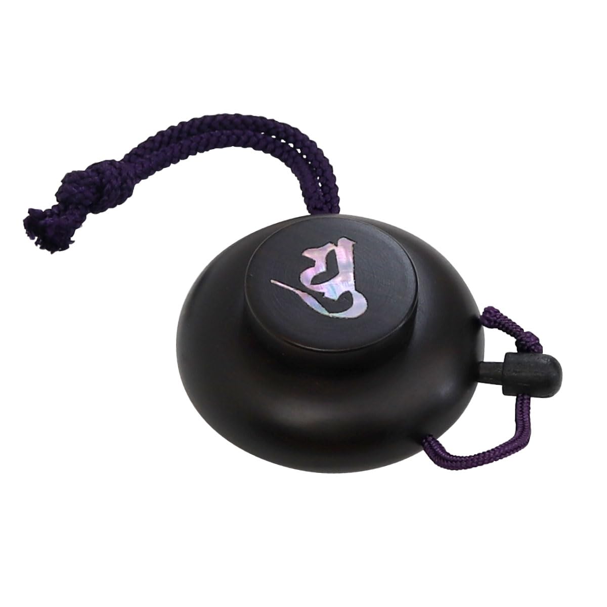 

Lacquered incense holder, ebony, shell inlay, Sanskrit characters, Yu (small size)