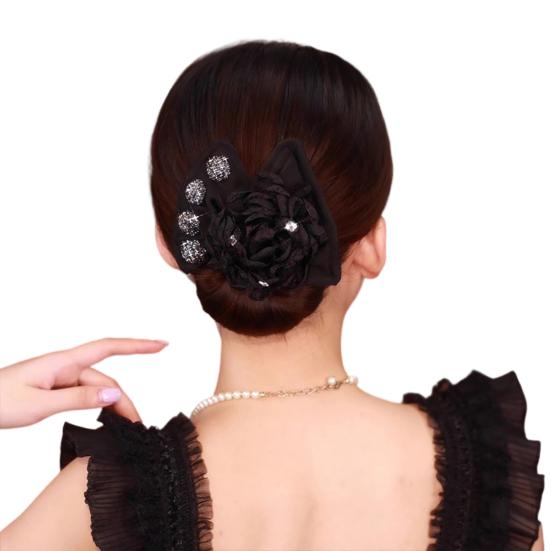 Hair Band Easy to Use French Spiral Hair Tie with 3D Mesh Yarn Flower Decor Wire Bun Maker Hair Accessories