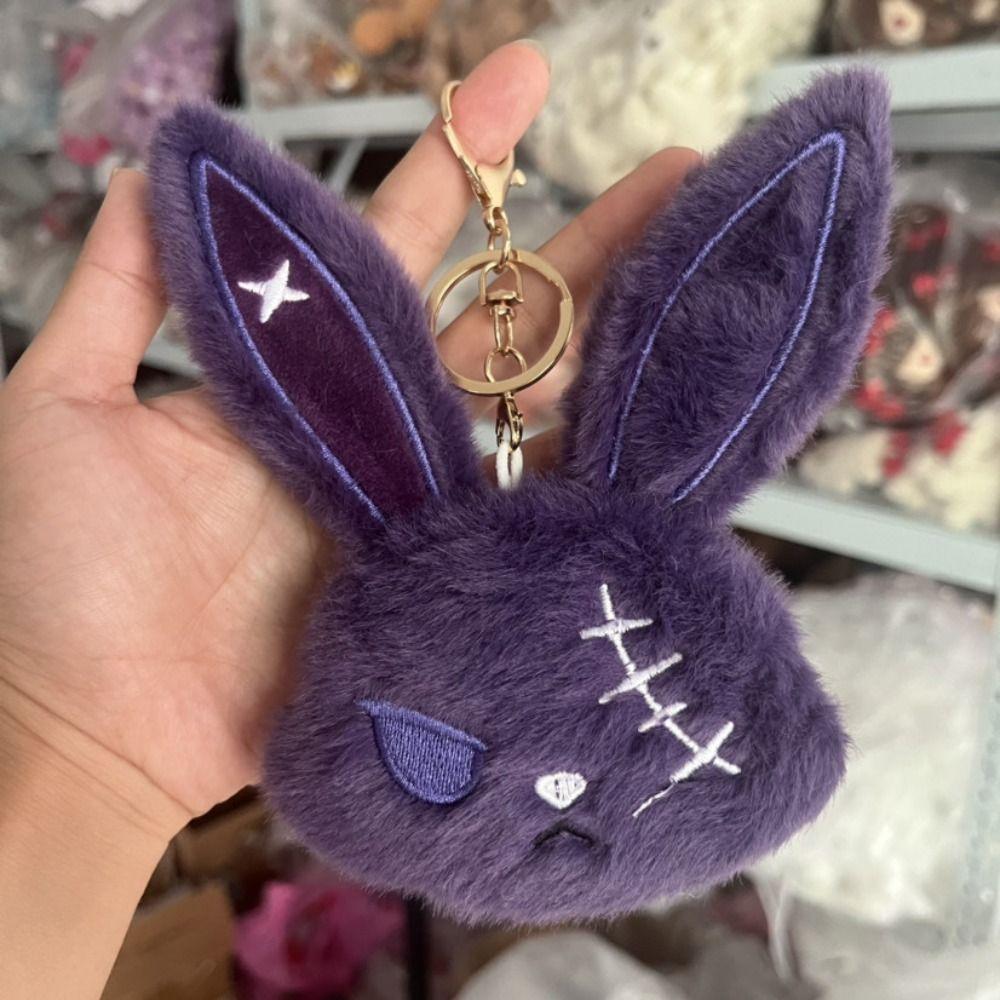 Animal Gothic Bunny Keychain Dark Style Wounded Rabbit Keychain Halloween Key Rings Halloween