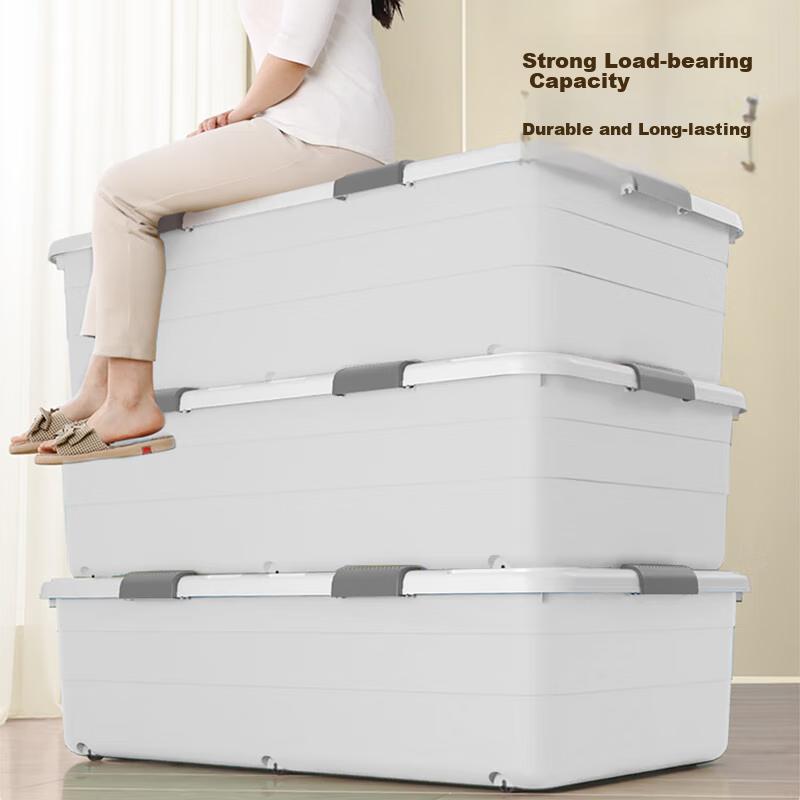Jiabangshou Under-Bed Storage Box, Flat Organizer Box, Clothes And Quilt Storage Container with Wheels, 30L, 1 Piece