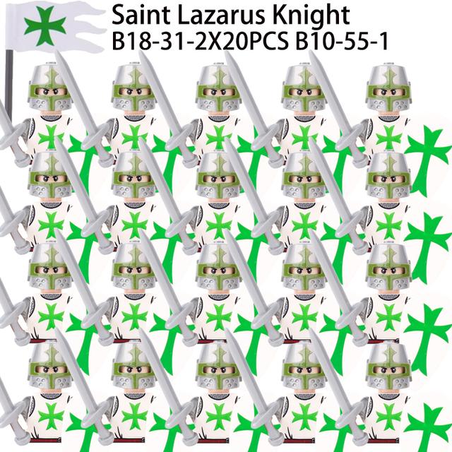 Military Building Blocks Solider Figures Gifts Toys Movie Science Fiction Series Medieval Knight Legion Weapons Shield Flag MOC