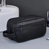 Doppellagige Kulturtasche für Herren PU-Leder Reise Wasch-Organizer Dopp-Kit Wasserabweisend Rasier Kosmetik Tasche Aufbewahrung
