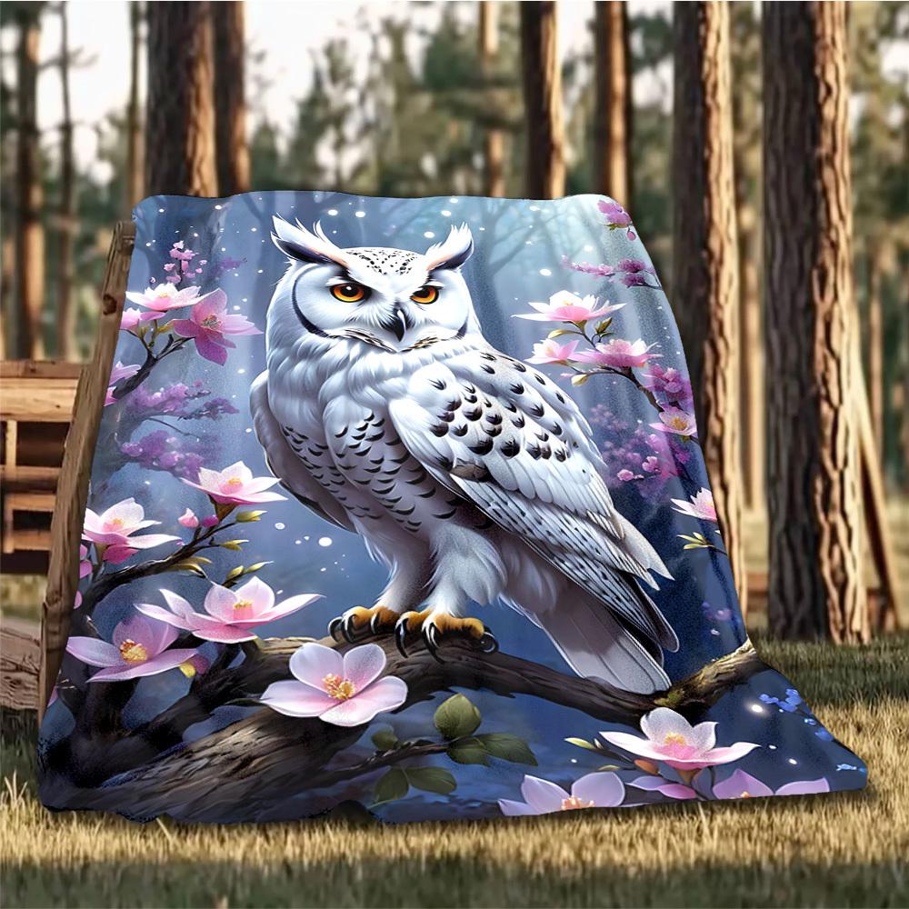 

1pc Owl, Blossom Outdoor Blanket - Soft Flannel Cozy for Travel & Camping - All-Season Warm Bed Cover, Machine Washable yy251229100 75x90cm