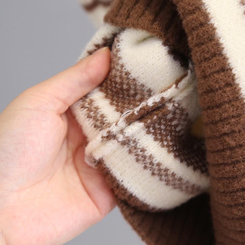 Barnkläder Pojkar Stickad Underdel Topp Barn Tröja Långärmad Casual Randig Topp för Pojke