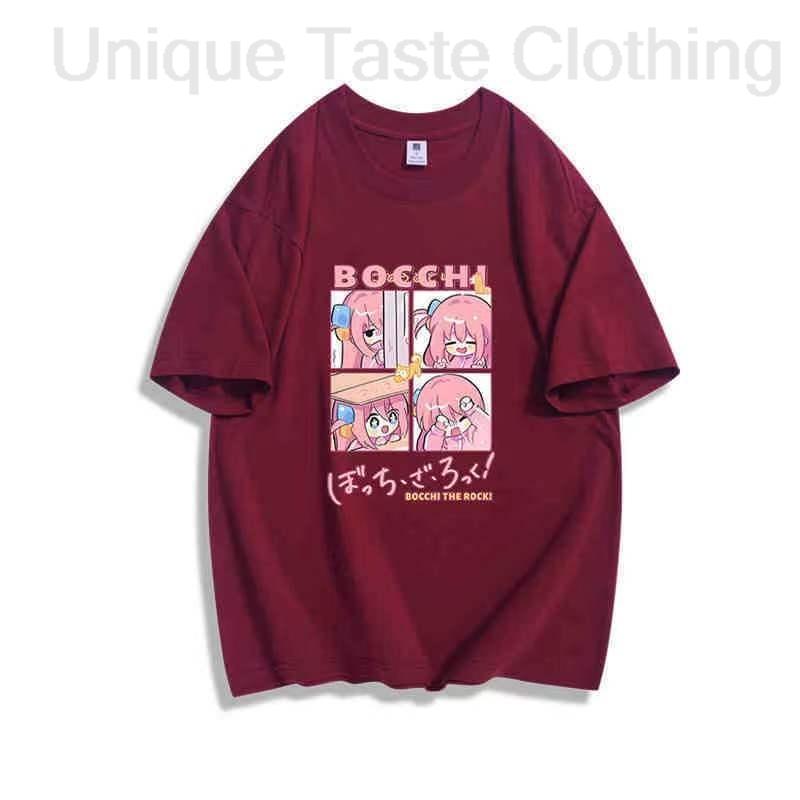 

Anime BOCCHI THE ROCK Tshirt Gotoh Hitori Fashion Cartoon Print T Shirt Unisex Women Cotton Soft Loose Summer Short Sleeve Tee Top S