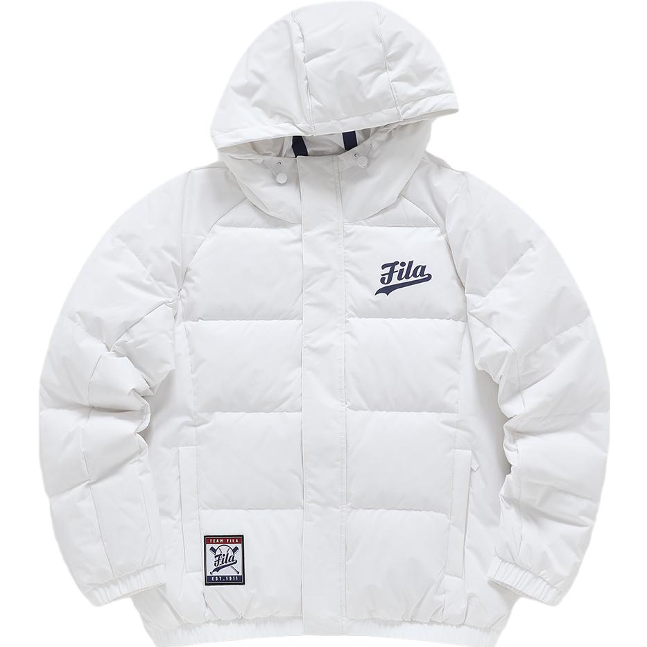 Fila Fusion QR Print Casual Loose Hooded Down Jacket Men outerwear White T11M346904F-WT