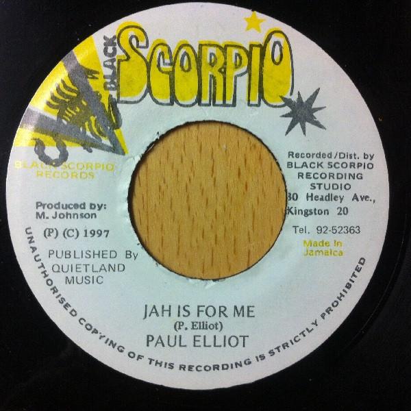

7inch Record PAUL ELLIOT - Jah Is For Me NONE Black Scorpio 1997 Jamaica Reggae, Ska & Dub Used