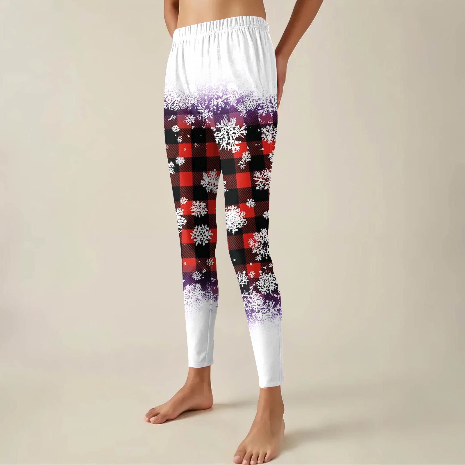 

Женские брюки с рождественским принтом, эластичные, мягкие, повседневные, домашние, спальные брюки S фиолетовый