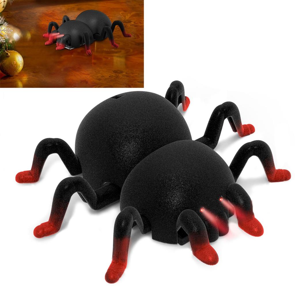 Remote Control Spider Kids Toys Realistic Wall Climbing RC Spider with Light and Suction Cups for