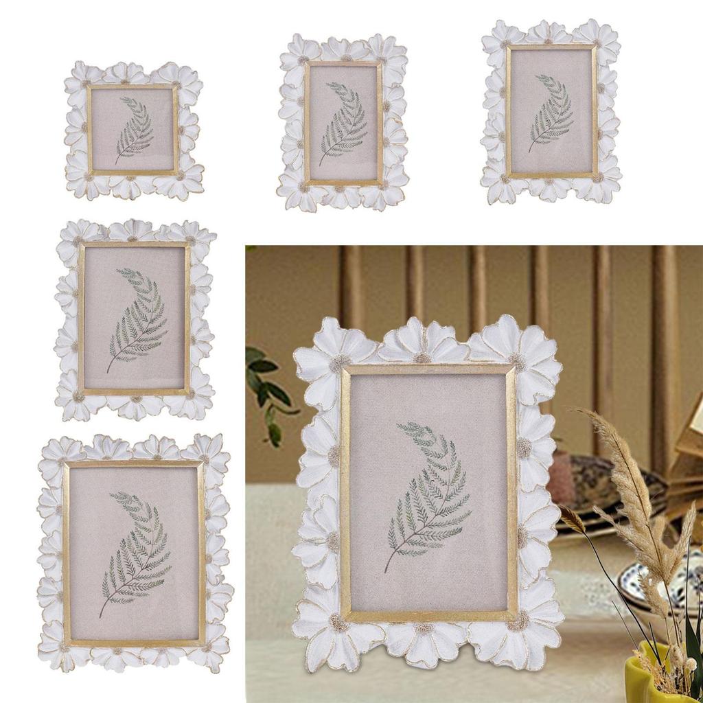 Decorative Resin Photo Frame , Vintage Holder for Classic European Ornament, Floral