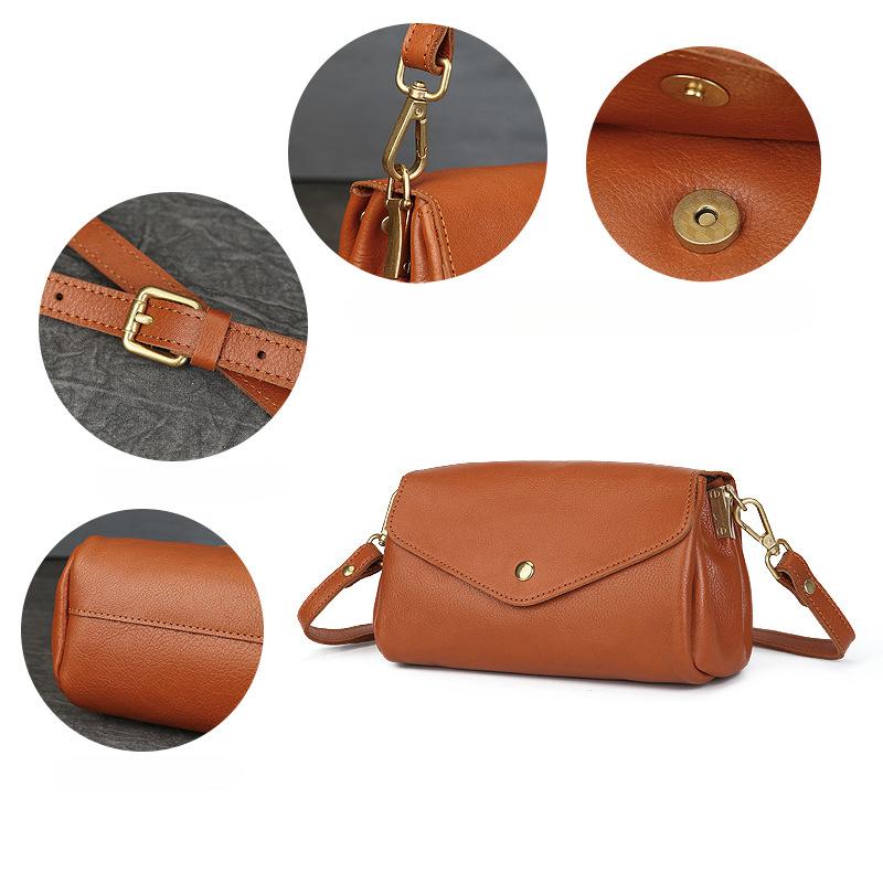 Summer Bag for Women Cowhide Envelope Bag Genuine Leather Organ Bag Crossbody Retro Small Square Bag