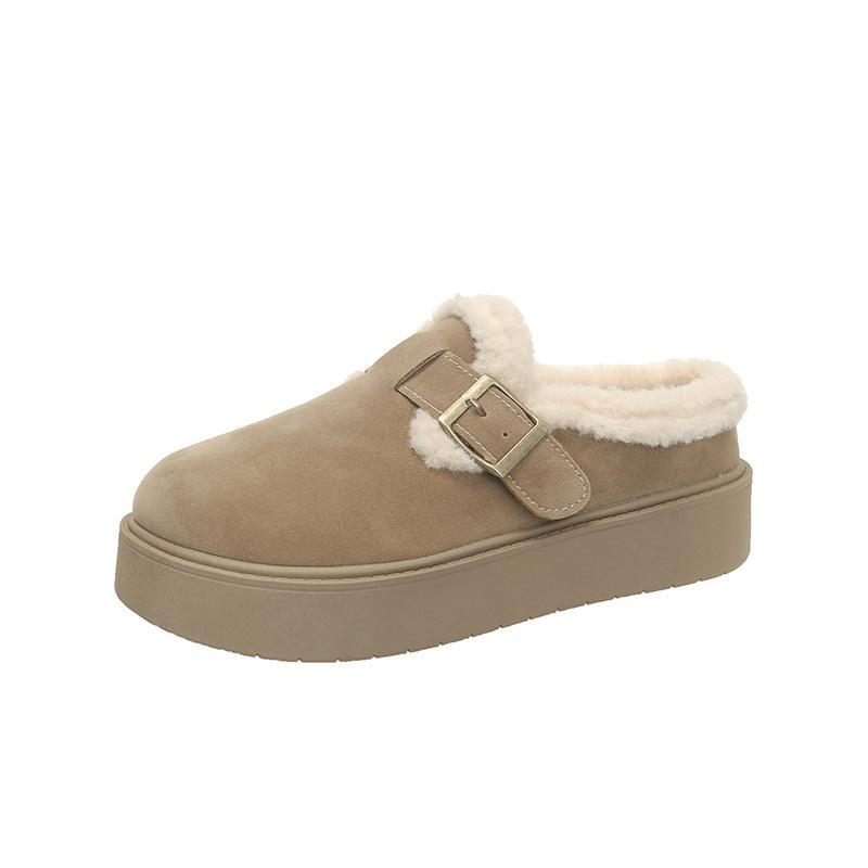 Mao Mao slippers women's outer wear 2025 new autumn and winter velvet bag head cotton slippers thick-soled Birkenstock half-drag snow boots women