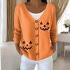 Damemote Langermet Christmas Snowman Snowflake Print Jakke Cardigan
