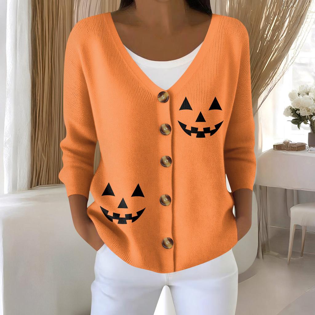 Damemote Langermet Christmas Snowman Snowflake Print Jakke Cardigan