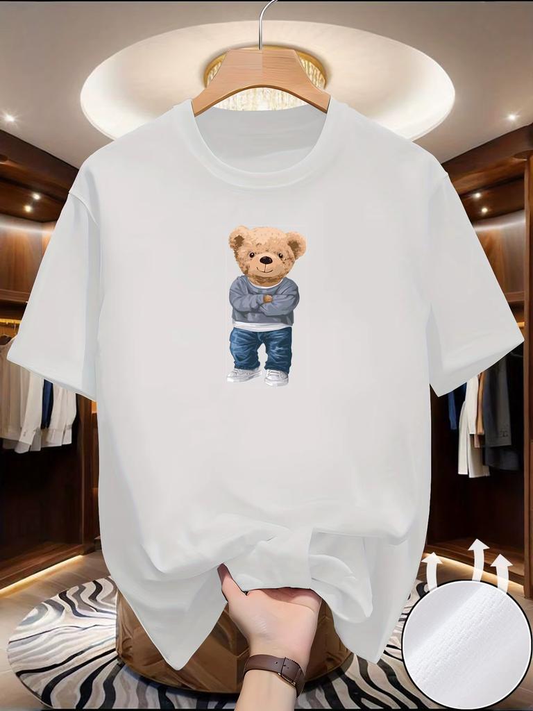 Unisexs Summer Exercise Trainning Bear Print Tshirts High Grade Breathable Quick Dry Short Sleeved Top Marathon Gym Fitness Tees