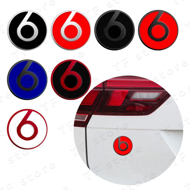 3D Metal Middle B-Pillar Trim Panel Beats Magic Sound Emblem Car Rear Bumper Trunk Side Badge Sticker For Golf Polo Jetta Passat