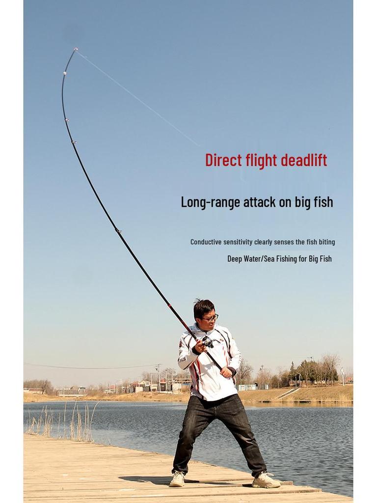 Multi-Section Carbon Casting Rod for Big Fish with Large Guide Rings