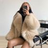 Luxury Faux Fur Coat Women Winter Thick Warm Long Sleeve Turndown Collar Female Overcoat  Elegant Lady Outerwear