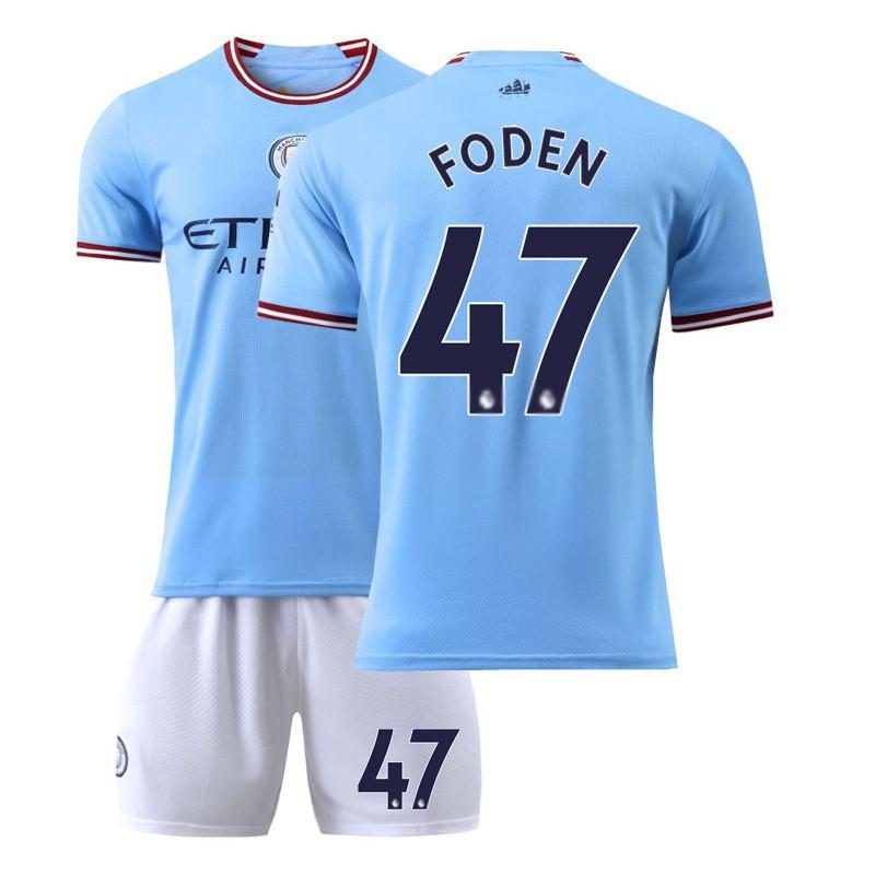 2223 Manchester City Jersey No. 17 De Braunet Home Away Children Adult 10 Aguero Football Set